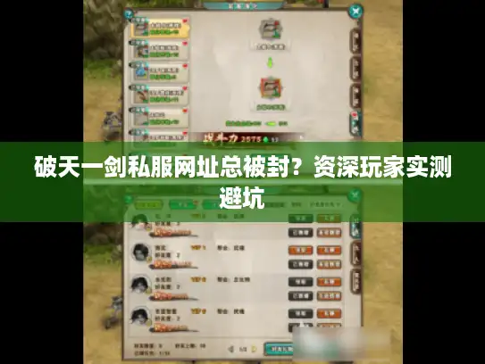 破天一剑私服网址总被封？资深玩家实测避坑