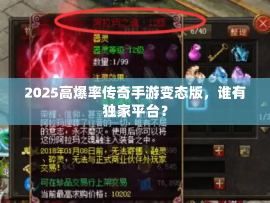 2025高爆率传奇手游变态版，谁有独家平台？