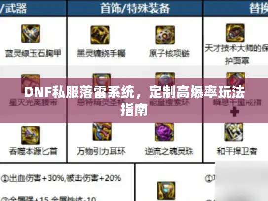 DNF私服落雷系统，定制高爆率玩法指南