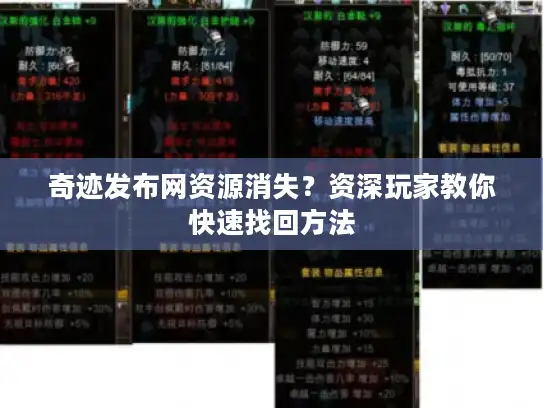奇迹发布网资源消失？资深玩家教你快速找回方法