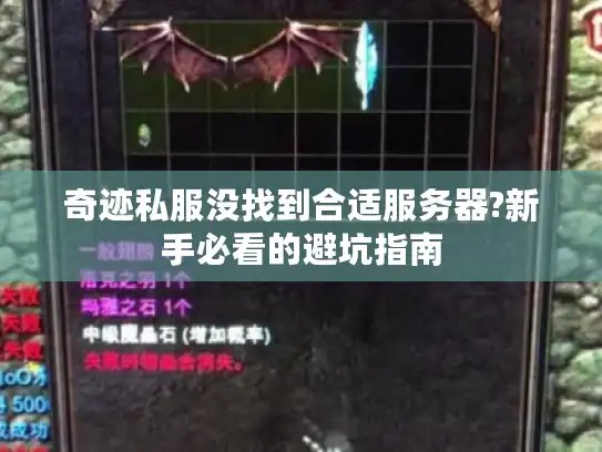 奇迹私服没找到合适服务器?新手必看的避坑指南 奇迹私服没找到合适服务器?新手必看的避坑指南