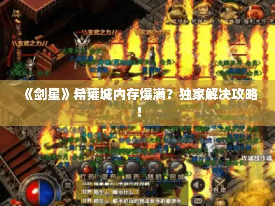 《剑星》希雍城内存爆满?独家解决攻略! 《剑星》希雍城内存爆满?独家解决攻略!