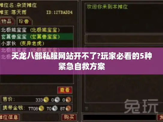 天龙八部私服网站开不了?玩家必看的5种紧急自救方案