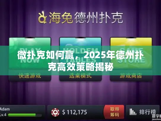 微扑克如何赢，2025年德州扑克高效策略揭秘