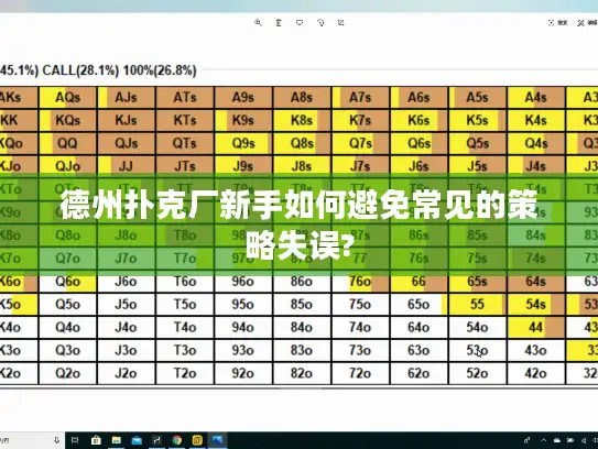 德州扑克厂新手如何避免常见的策略失误? 德州扑克厂新手如何避免常见的策略失误?