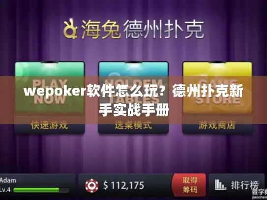 wepoker软件怎么玩？德州扑克新手实战手册