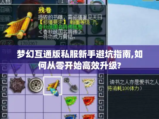 梦幻互通版私服新手避坑指南,如何从零开始高效升级? 梦幻互通版私服新手避坑指南,如何从零开始高效升级?