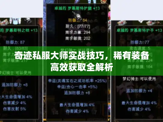 奇迹私服大师实战技巧，稀有装备高效获取全解析