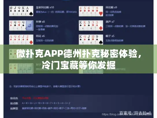 微扑克APP德州扑克秘密体验,冷门宝藏等你发掘 微扑克APP德州扑克秘密体验,冷门宝藏等你发掘