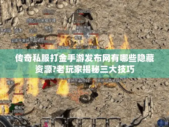 传奇私服打金手游发布网有哪些隐藏资源?老玩家揭秘三大技巧
