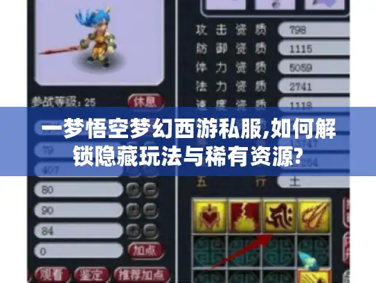 一梦悟空梦幻西游私服,如何解锁隐藏玩法与稀有资源?