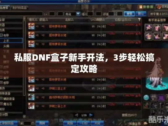 私服DNF盒子新手开法,3步轻松搞定攻略 私服DNF盒子新手开法,3步轻松搞定攻略