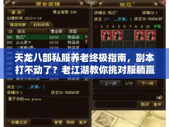 天龙八部私服养老终极指南，副本打不动了？老江湖教你挑对服躺赢