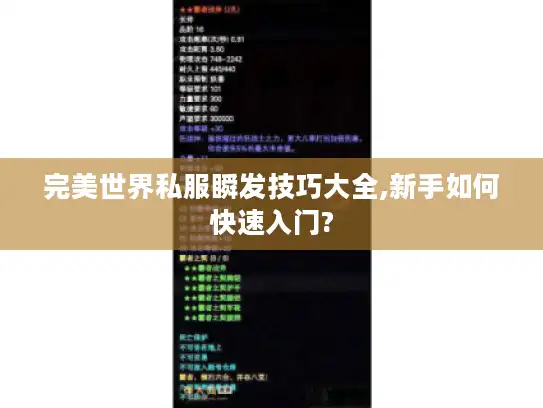 完美世界私服瞬发技巧大全,新手如何快速入门?