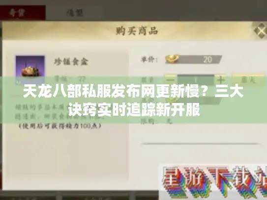 天龙八部私服发布网更新慢？三大诀窍实时追踪新开服