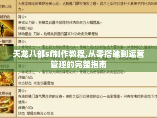 天龙八部sf制作教程,从零搭建到运营管理的完整指南 天龙八部sf制作教程,从零搭建到运营管理的完整指南