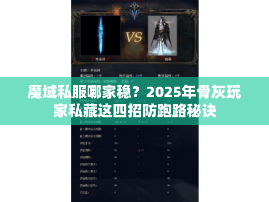 魔域私服哪家稳?2025年骨灰玩家私藏这四招防跑路秘诀 魔域私服哪家稳?2025年骨灰玩家私藏这四招防跑路秘诀