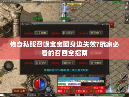 传奇私服召唤宝宝回身边失效?玩家必看的召回全指南