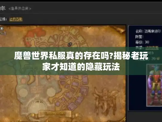 魔兽世界私服真的存在吗?揭秘老玩家才知道的隐藏玩法